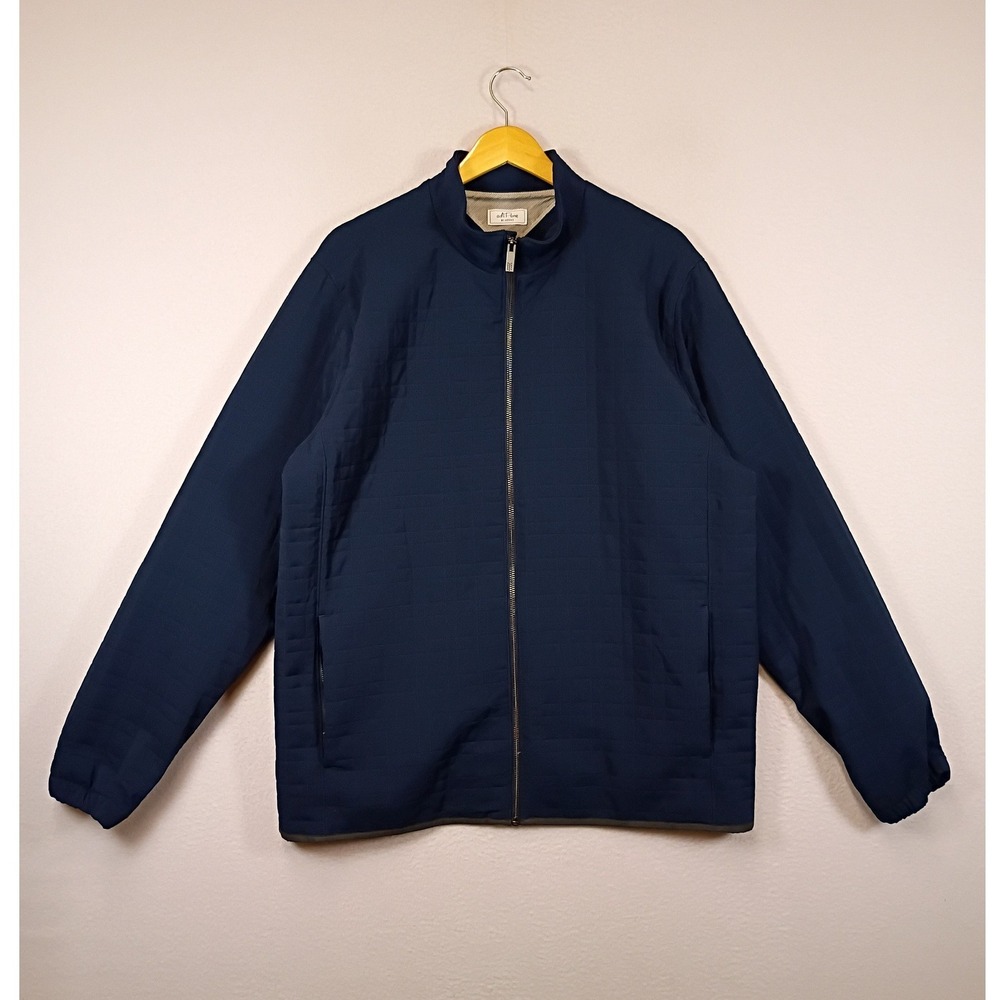 Golf Athleisure AdiPure by Adidas Mens Large Navy Blue Quilted Full Zip Jacket